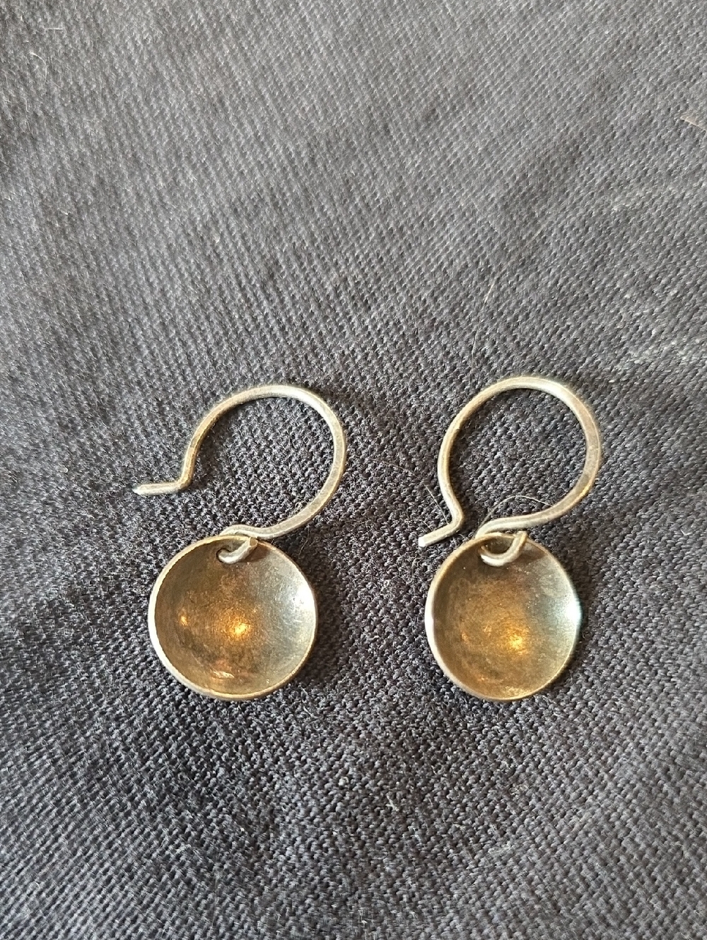 Sterling Silver Round Disc Drop Earrings - Silver